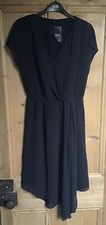Brand New Women's Next Black Wrap Style Dress With Ruching Size 12