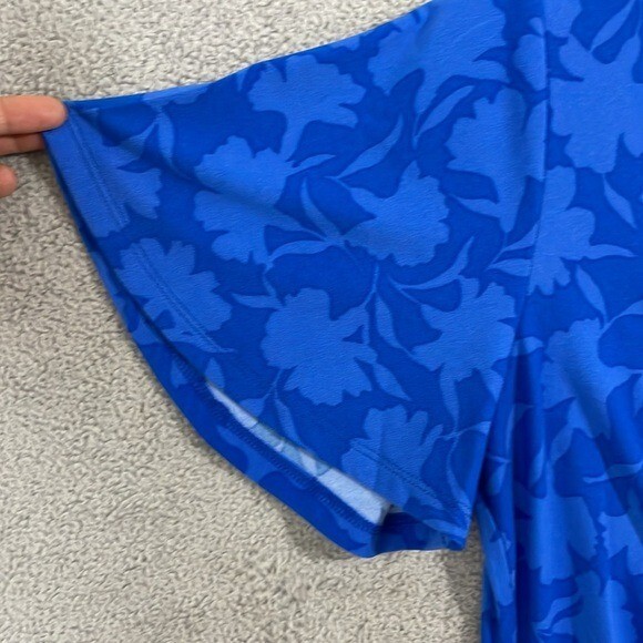 NEW Michael Kors Womens M Printed Ruched Flutter Grecian Blue thumbnail 8