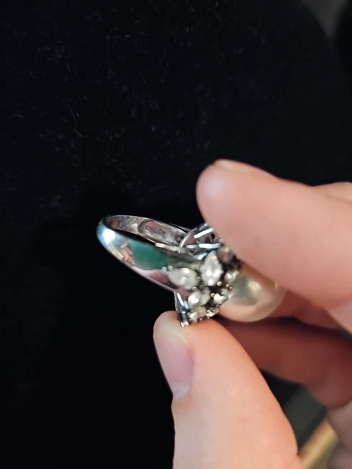 Большое коктейльное кольцо с жемчугом и кристаллами Slivertone - Изображение 4 из 4