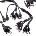 CCTV DC Power Splitter Cable For Camera 12V 2.1mm Female to 2/3/4/6/8 Way Male