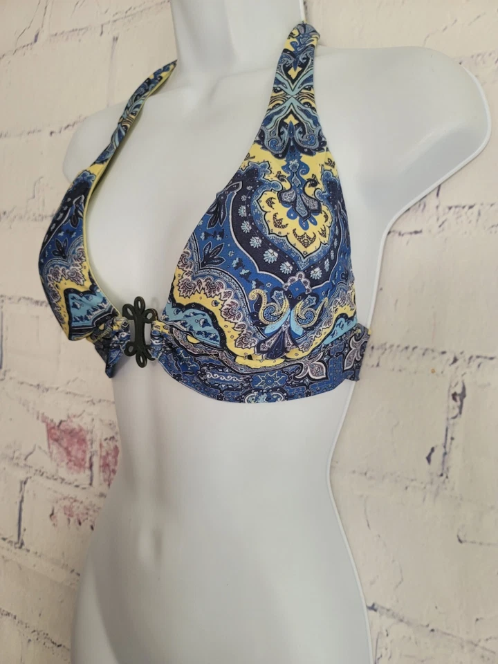 Becca by Rebecca Virtue Multicolor Halter Tie Bikini Top Small Metal Medallion - Image 2 of 4