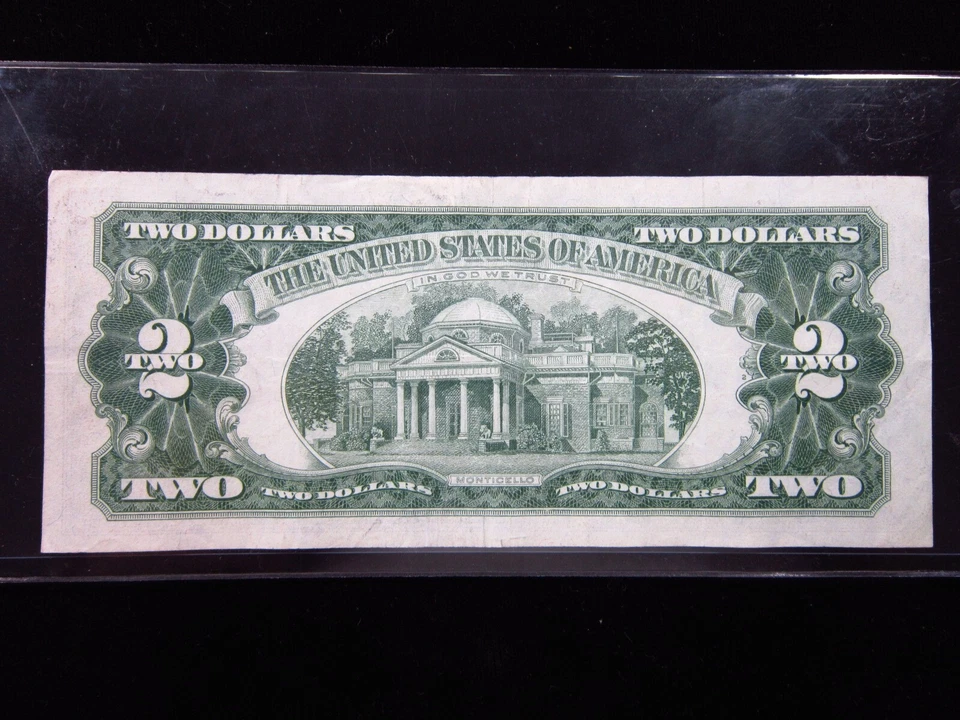 USA $2 1963 A03381552A # UNITED STATES Note RED Seal Jefferson Dollars Money - Image 2 of 2
