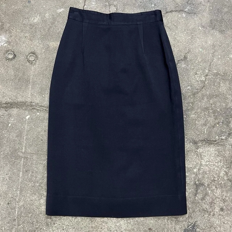 Falda lápiz Laurel azul marino oscuro cintura alta años 90 con abertura trasera talla pequeña