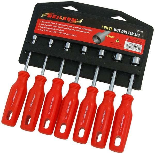 7pc NUT DRIVER TOOL SET 3/16"" to 1/2"" A/F 6pt Socket Spinner Screwdrivers