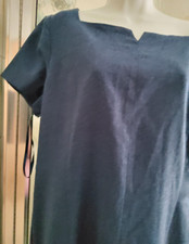 TALBOTS LUXE ITALIAN STRETCH FLANNEL DRESS-16 PETITE-BLUE-99% WOOL-LINED-**NEW**