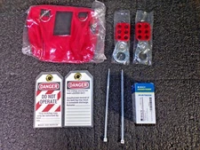 BRADY Portable Lockout Kit, Filled, Electrical Lockout, Pouch, Red, 105969 (K)