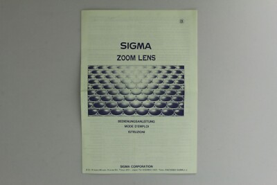Anleitung Manual Sigma AF Zoom Lenses Objektive (12112827)