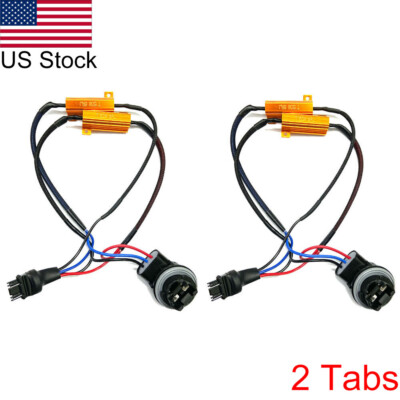 2PCS 2Tabs 3157 4157 LED Turn Signal Load Resistor Canbus Wiring Decoder