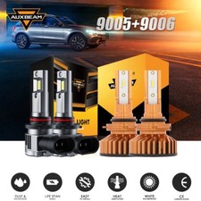 9005 9006 LED Headlights Kit Combo Bulbs 6500K High Low Beam Super White Bright