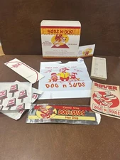 DOG”N”SUDS Vintage Memrobilia Collection Hat-Color Book-Bib-To Go Box WOW