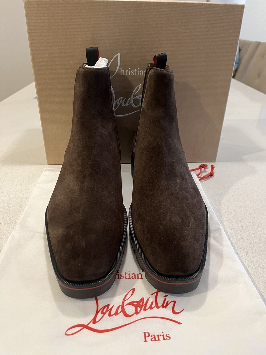 Christian Louboutin Alpinosol Lug Brown Suede Chelsea Boot