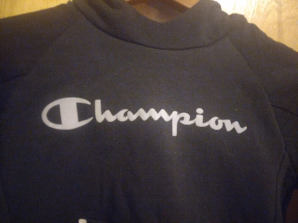 Champion Pullover Negro Sudadera con Capucha Manga Cremallera Bolsillo Unisex Talla 6 (USADO) Foto 2 de 4