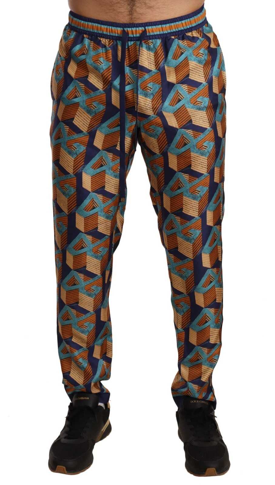 DOLCE & GABBANA Pants Multicolor Patterned Joggers Silk Mens IT44 / XS RRP $1500