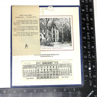 Downingtown Iron Works PA 1952 Calendar Great Valley Mill Paoli Tredyffrin  | eBay