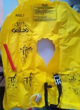 Ex Commercial flight Life Jackets, Co2 cylinder removed. Self Inflate. CHARITY