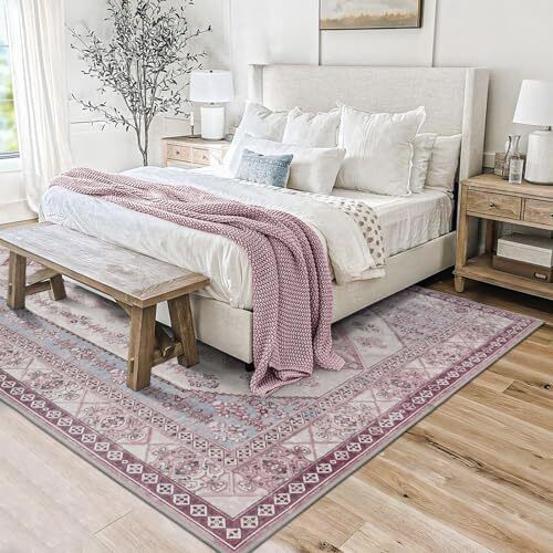 -Area Rugs,Machine Washable Rug for Living Room Dinner Room 4'x6' Pink - Picture 5 of 8