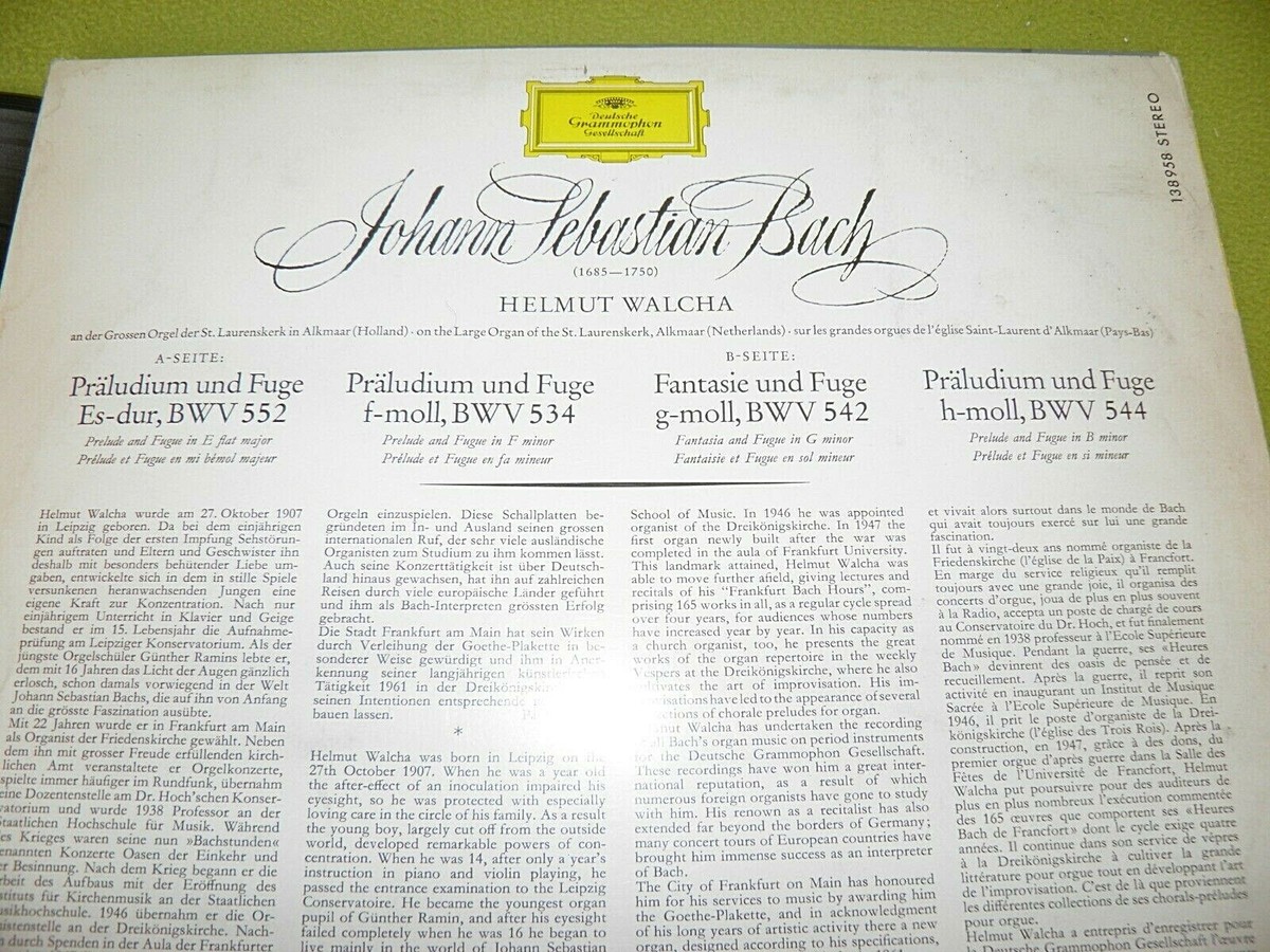 Bach - Beruhmte Orgelwerke / Organ - Walcha / 1964 Germany DGG Red