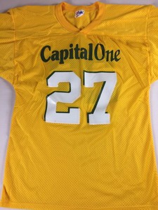 Capital-One-Jersey-VTG-Mens-SZ-M-L-Football-Yellow-Green-White-USA-Made-Nylon-27