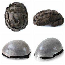 0.08mm Thin Skin Human Hair Replacement System Mens Toupee Hairpieces 8x10 4