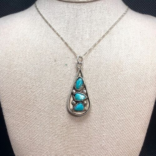 Sterling Silver 925 Handmade Natural Turquoise Dr… - image 1