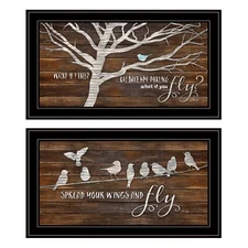 Set Of Two Spread Your Wings 2 Black Framed Print Wall Art
