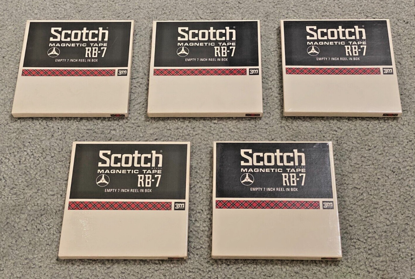 3M Scotch Magnetic Tape RB-7 Empty 7" Reel In Box, Lot of 5