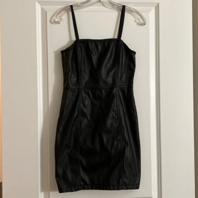 H&M Divided Women's Black Faux Leather Bodycon Mini Dress Size 6