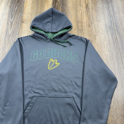 Vintage Oregon Ducks Hoodie Mens M Gray Sweatshirt Team Spellout Logo Sweater