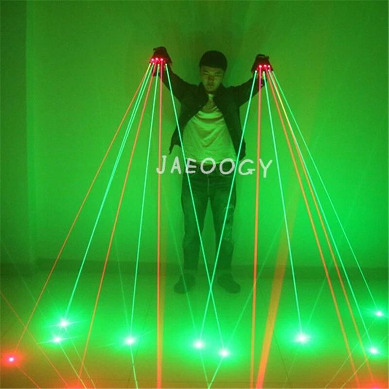 Luvas laser verdes e vermelhas cosplay festa palco show adereços LED luvas de meio dedo - Imagem 4 de 4