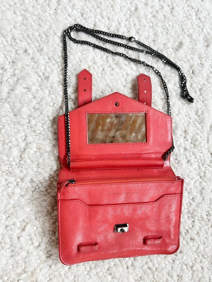 Bolso Bandolera Proenza Schouler Mini PS1 Cuero Rojo Correa de Cadena Foto 3 de 3