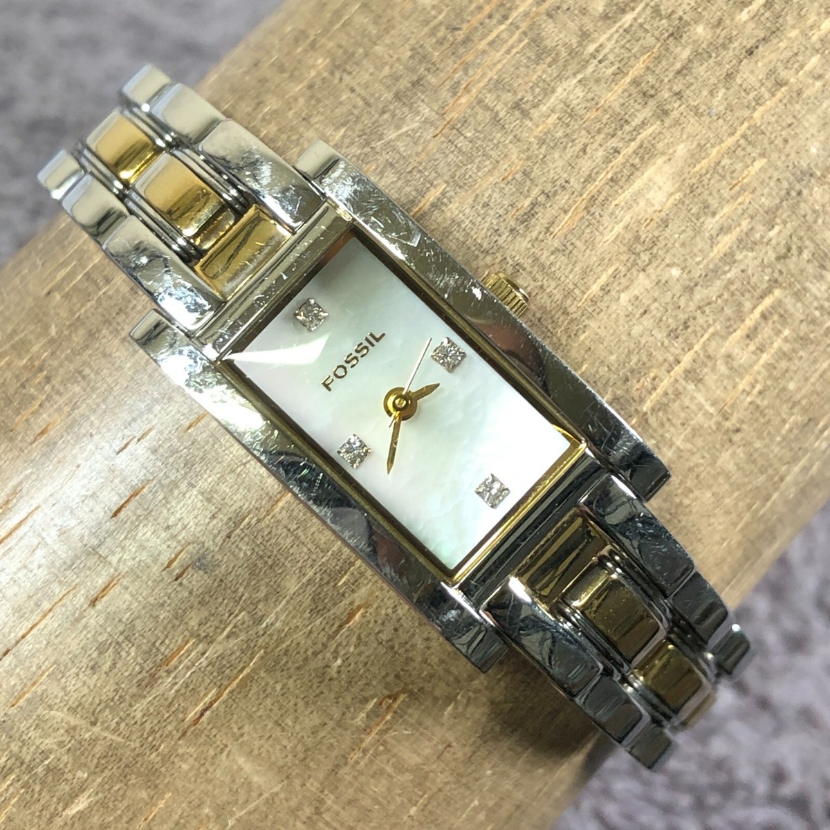 Fossil Women ES-9717 Dress Diamond Accent Two Tone 16mm Quartz