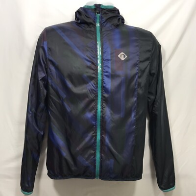 Newline Denmark Running Jacket Men s Size S Black Blue Hooded Windbreaker Poly