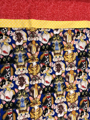 Homemade Cats Eating Birds Mice Pillowcase -  Handmade OOAK Cute Unique Bedding