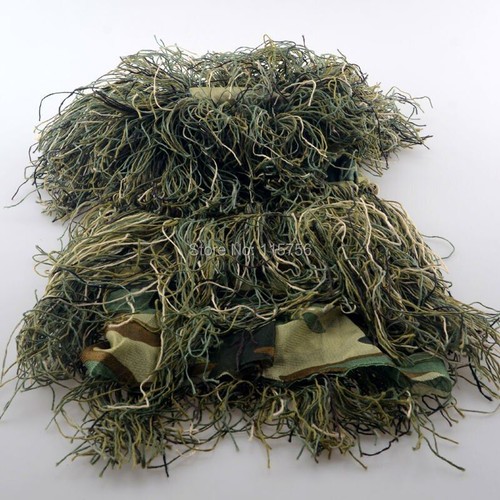 Unisex Ghillie Anzug Kopf Kapuze Tarnfarbe Atmungsaktiv Polyester Netz für Jagd - Bild 2 von 11