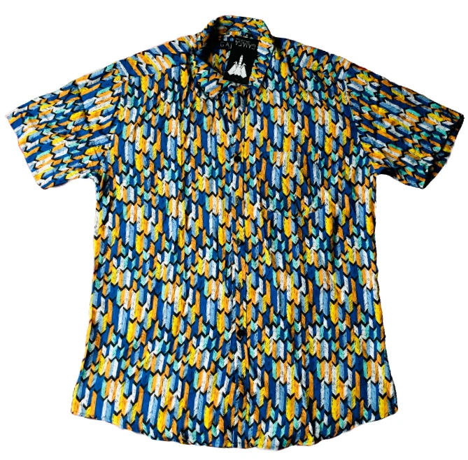 Gajaga Mens Casual Short sleeve Button Up Printed Viscose Hawaiian Beach Shirt