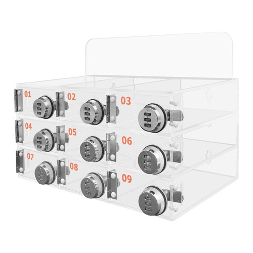 Acrylic Cell Phone Locker Box Storage Cabinet Pocket w/ Keys 9 Slots Clear - 第 4/8 張圖片