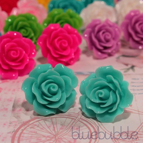 LARGE VINTAGE CARVED 22mm ROSE EARRINGS WEDDING FAVOUR BRIDE BRIDESMAID PROM UK