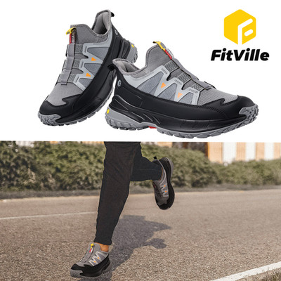 FitVille Men's Slip On Hiking Shoes Walking Sneakers Non Slip Wide Toe Box Gray