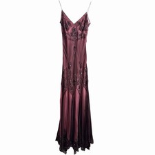 Vintage Papell Boutique Y2K Fairy Maxi Silk Prom Beaded Dress Size 6 S STUNNING!