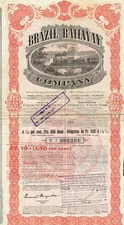 BRAZIL RAILWAY COMPANY stock certificate 1912  500 FRANCS