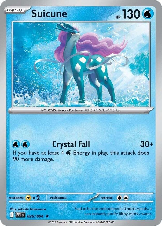 Pokemon Suicune (26/148) Phantasmal Flames LP REVERSE HOLO