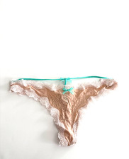 Victoria's Secret Dream Angels Lace-Trim T-Back Thong Panty Beige Lace
