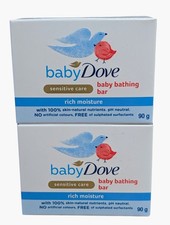 2 Baby Dove Sensitive Care soap Rich Moisture Bathing Bar 90g Each
