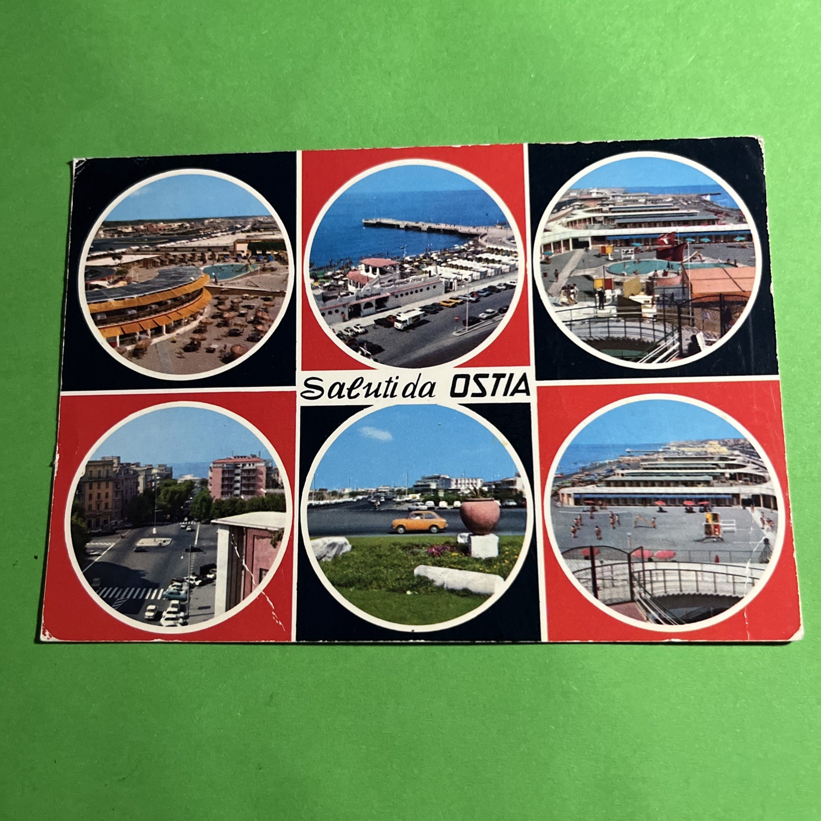 SALUTI DA OSTIA - SOUVENIR VIAGGIATA - CARTOLINA A COLORI COLLEZIONE