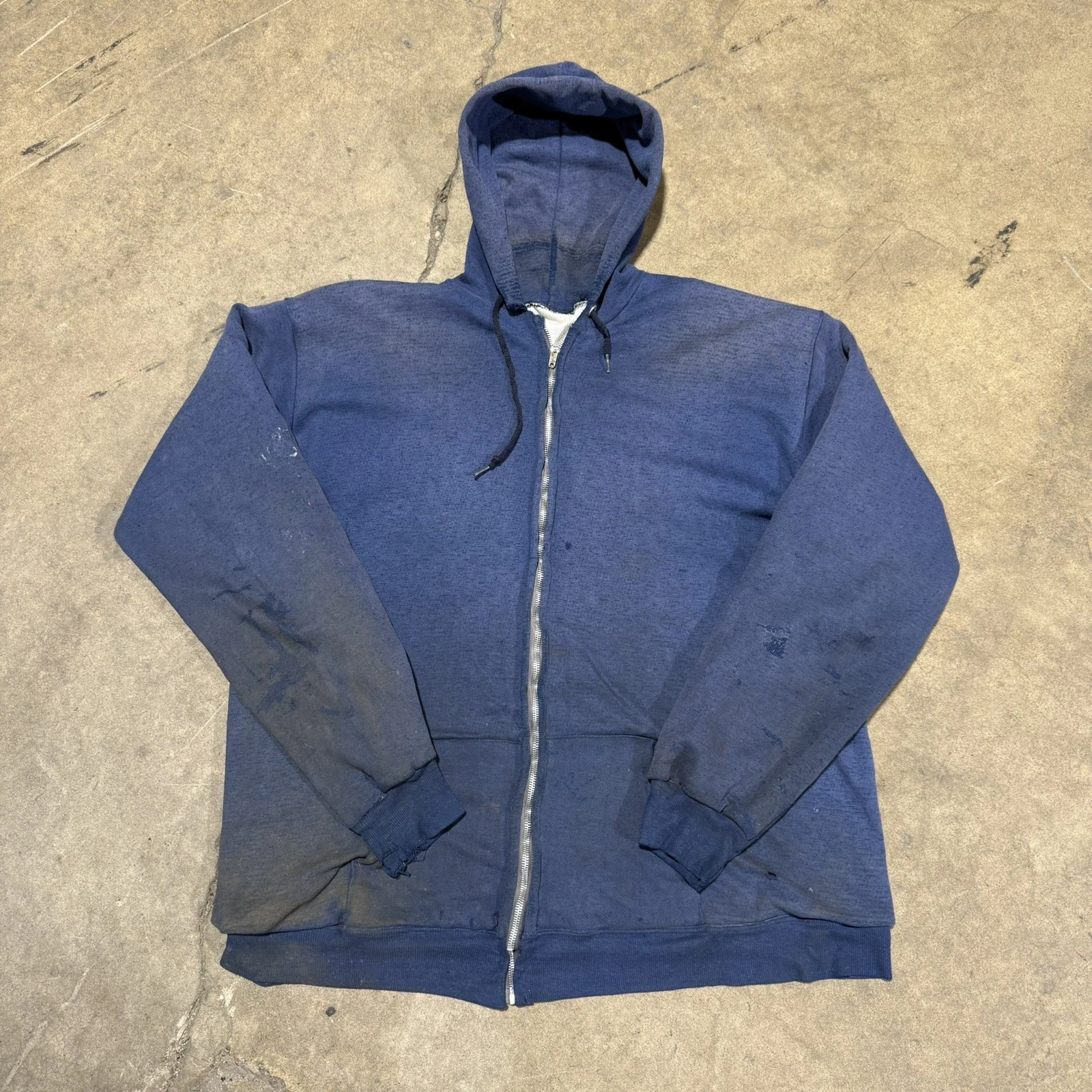 Vtg 90s Thermal Lined Hoodie L Blue Mens Full Zip Waffle Sun Faded Distressed
Opens in a new window 