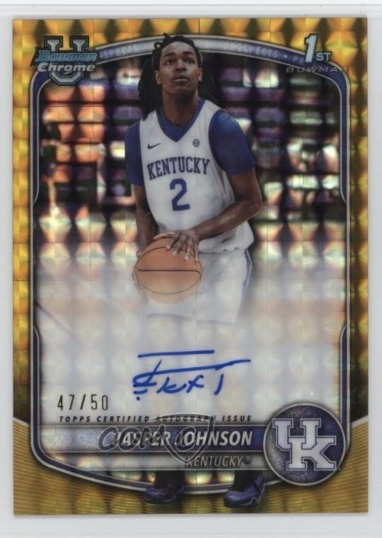 2025-26 Bowman Gold Geometric Refractor 47/50 Jasper Johnson #CPA-JJ Auto 6m7