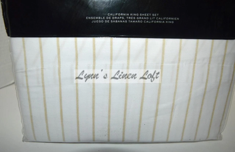 RALPH LAUREN Spencer Stripe Clay Tan CAL KING SHEET SET 4P COTTON SATEEN $220 - Image 2 of 4