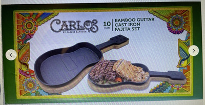 Carlos Santana 10'' Cast Iron Fajita guitar w/ Bamboo Holder
