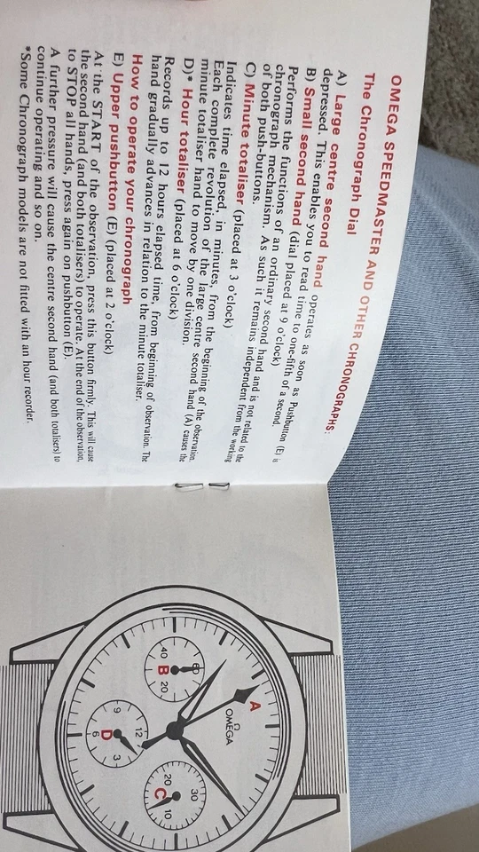 Raro Omega Speedmaster, Flightmaster, Cronógrafo, Chronostop Manual de usuario años 70’s Foto 4 de 4