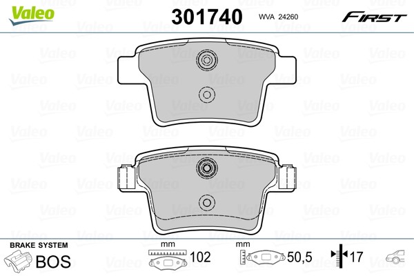 VALEO-OE 301740-OE Brake Pad Set, disc brake for FORD,FORD USA,JAGUAR